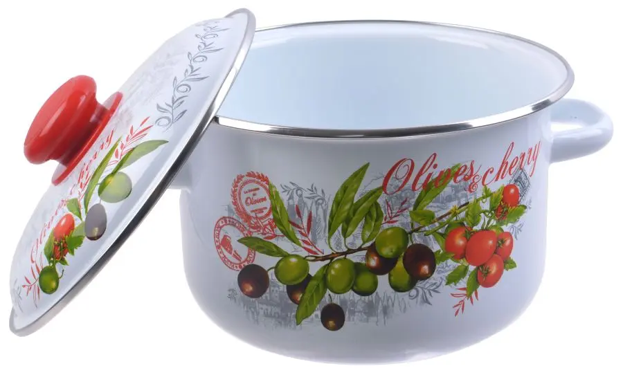 Кастрюля цилиндрическая белый оливки и черри 3л 3MD181M/6
