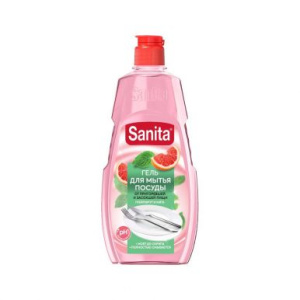 SANITA гель д/мытья посуды от засохшей пищи и жира грейпфрут и мята 450мл (10)