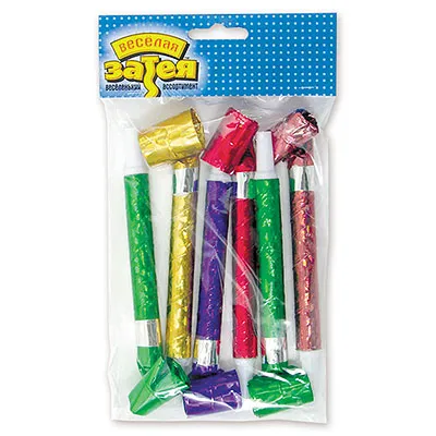 ВЕСЕЛАЯ ЗАТЕЯ язык-гудок с мундштуком 6шт 1501-0377/24