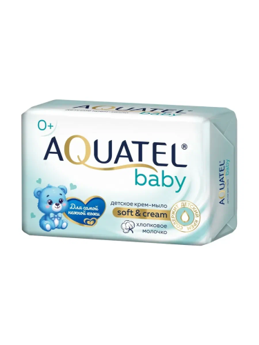 AQUATEL Aquatel Baby крем-мыло твердое хлопковое молочко 90г