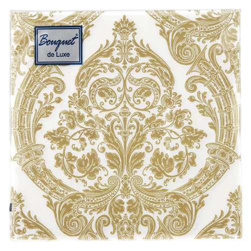 BOUQUET Premiu салфетки бумажные premium золото на белом 3сл. 40*40см 16шт