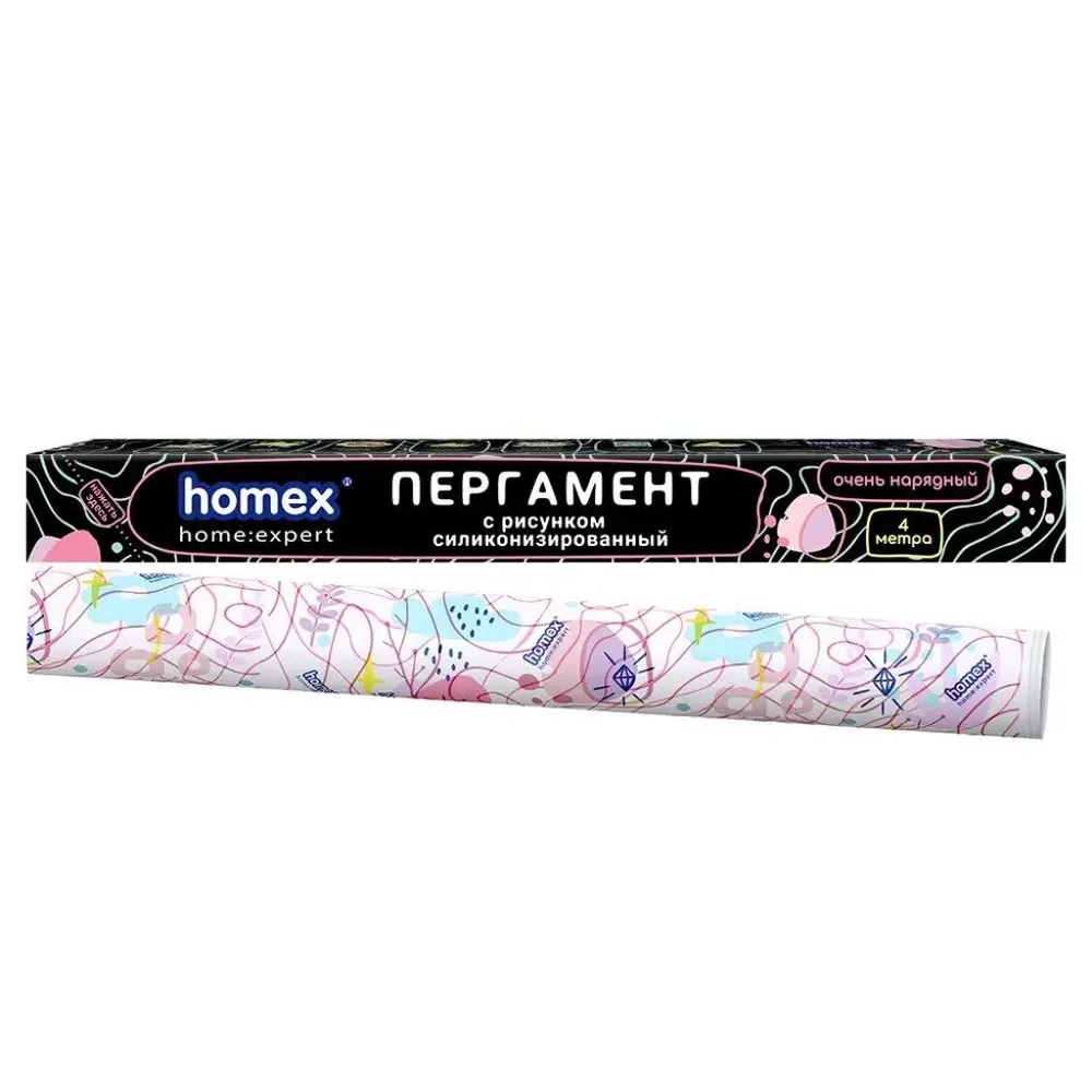 HOMEX пергамент д/выпечки силиконизированный с принтом 38см 4м