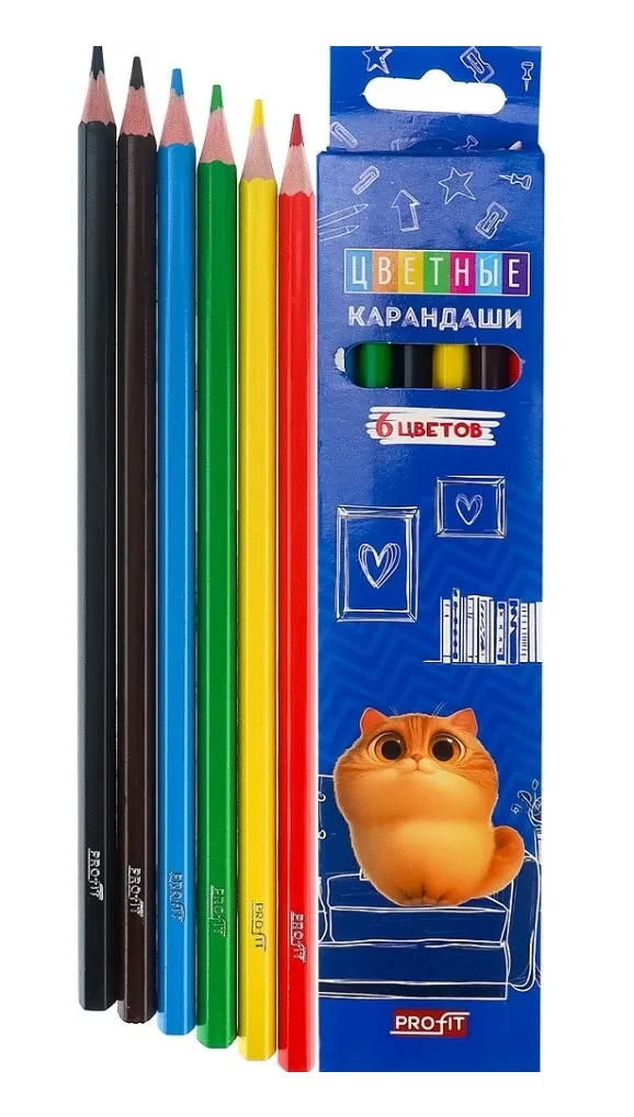 Карандаши цветные котенок мяу 6цв КЦ-2619