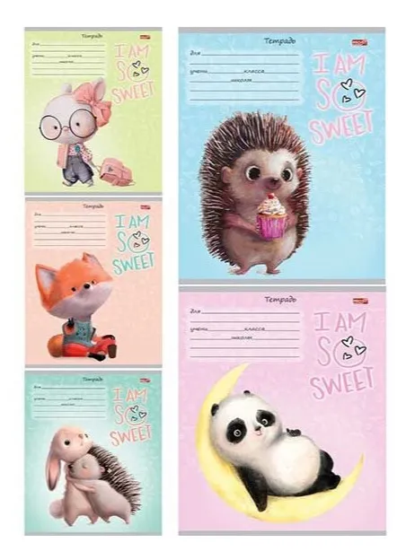 Тетрадь 12л клетка милые зверьки 12-8824