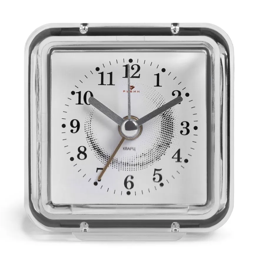 РУБИН будильник кварц графический вихрь прозрачный В1-023