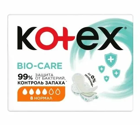 KOTEX прокладки bio care нормал 8шт