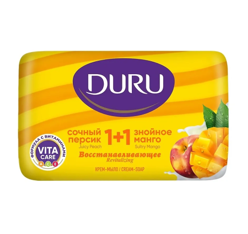 DURU мыло туалетное 1+1 персик-манго 90г
