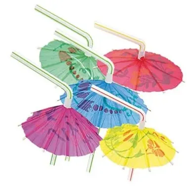 ВЕСЕЛАЯ ЗАТЕЯ трубочка д/коктейля дизайн зонтик 12шт 1502-0541