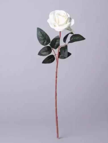 Цветок искусственный роза цв.белый 51см 535-383