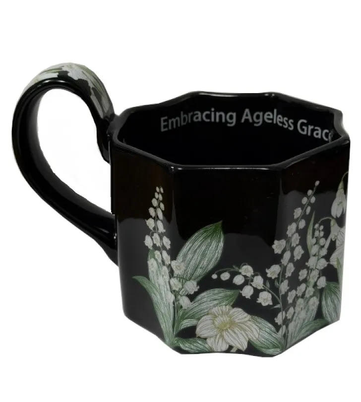 Кружка 6-ти гранная черная Весенние цветы 350мл EJ25406-1