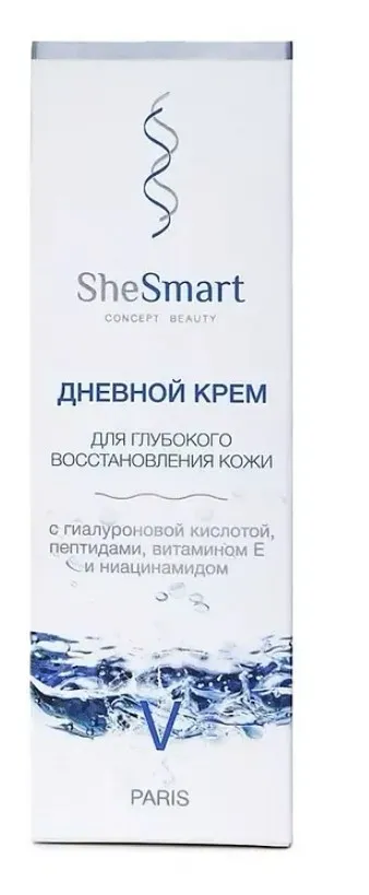 SHESMART крем дневной д/глубокого восстановления гиалурон пептиды и витамин Е 50мл