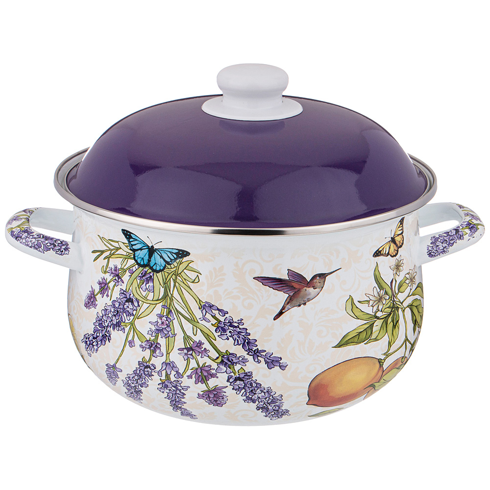 AGNESS Прованс лимоны кастрюля эмалированная с эмал.крышкой 3,6л СМ934-548