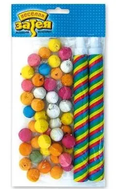 ВЕСЕЛАЯ ЗАТЕЯ трубочка с бумажными шариками 2шт 1501-0314/24