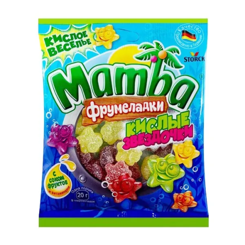 Мармелад жевательный мамба фрумеладки кислые звездочки 70г/4