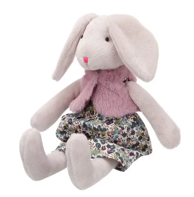 RELANA игрушка мягкая зайка в лавандовой жилетке и юбке 20см