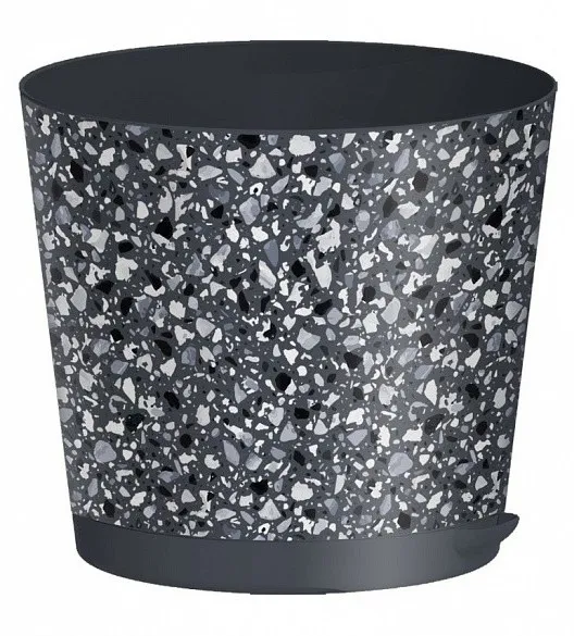 Кашпо stone flower прикорневой полив цв.серый 0,75л 221606835/01