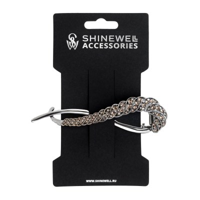 Shinewell Заколка для волос с камнями, тёмное серебро