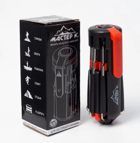 Фонарь многофункциональный мультитул 8в1 мастер к 454284