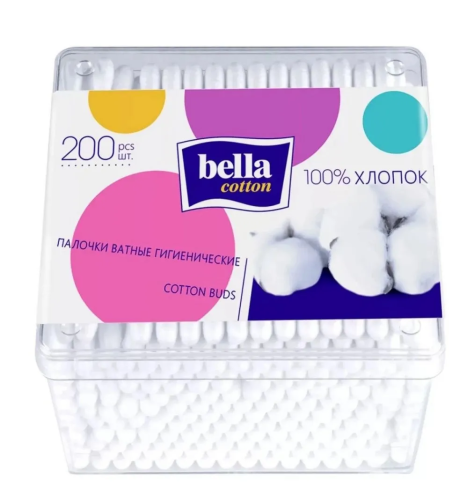 BELLA Cotton палочки ватные пластик.уп. 200шт