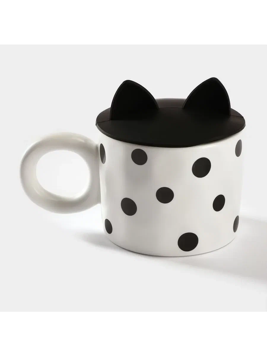 Кружка с силиконовой крышкой мяу 350мл 9624076