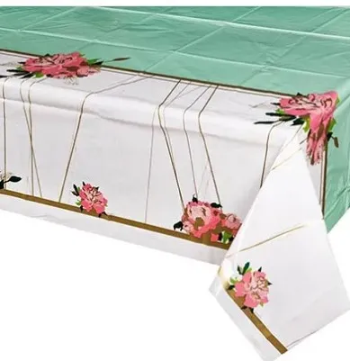 ВЕСЕЛАЯ ЗАТЕЯ скатерть п/э дизайн пионы 130*180см 1502-4505