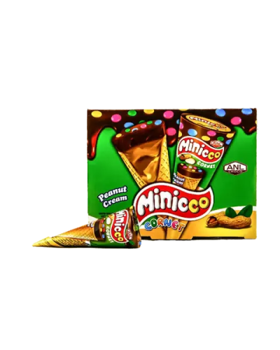 MINICCO CORNET десерт шоколадный в вафельном рожке арахис 25г/24