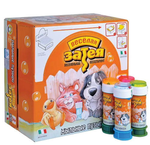 ВЕСЕЛАЯ ЗАТЕЯ пузыри мыльные животные 60мл 1504-0001/36