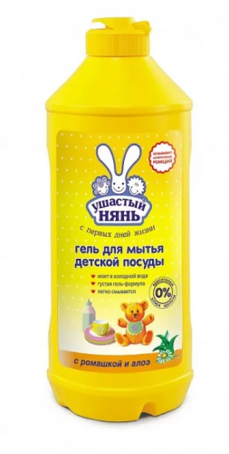 УШАСТЫЙ НЯНЬ гель д/мытья детской посуды ромашка и алоэ 500мл (20)