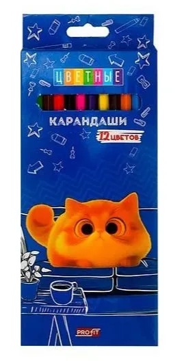 Карандаши цветные котенок мяу 12цв КЦ-2621