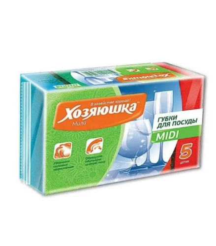 ХОЗЯЮШКА Мила губка д/посуды midi 5шт