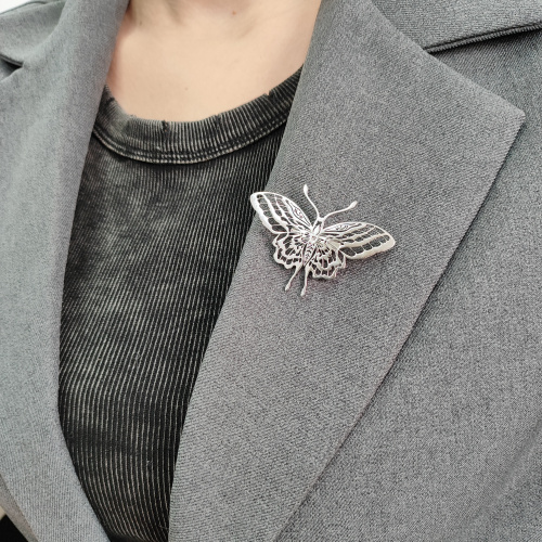 Брошь Бабочка цв.серебро нерж.сталь L 230670