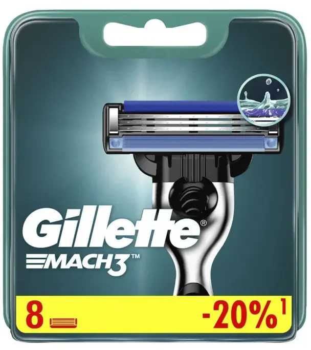 GILLETTE Mach3 кассеты сменные д/бритья муж. 8шт 092/472/965