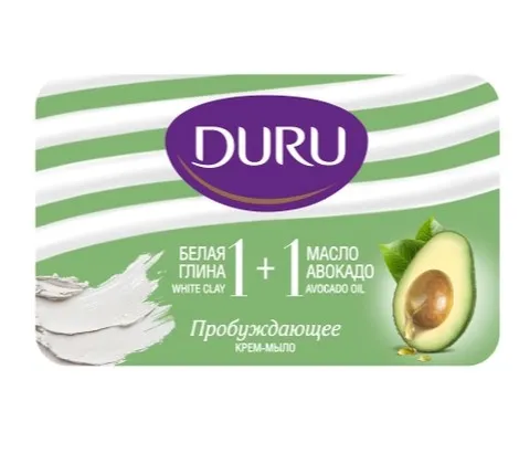 DURU мыло туалетное 1+1 глина&масло авокадо 80г/24