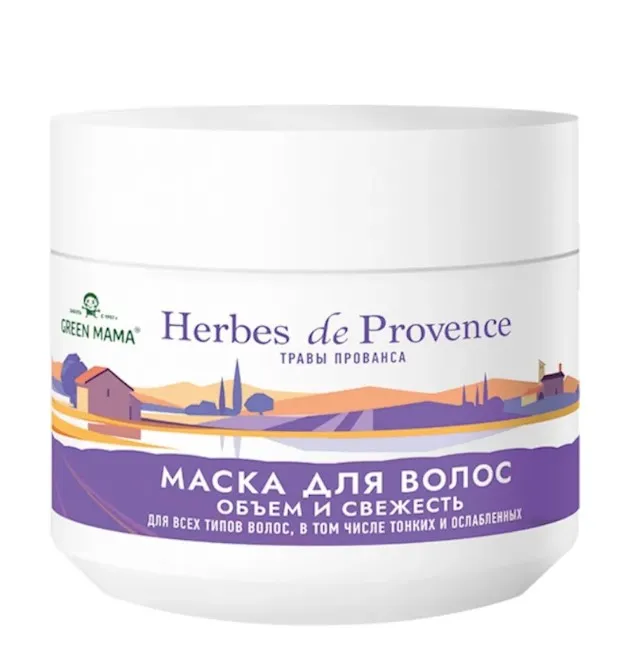 GREEN MAMA маска д/всех типов волос объем и свежесть herbes de provence 300мл