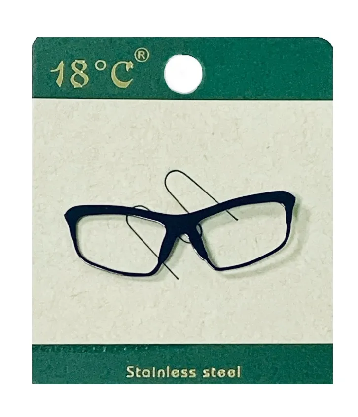 Брошь Очки цв.черный нерж.сталь L 230666