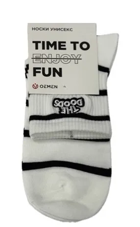 OEMEN носки унисекс PW752-2 белый/черный р.23-25