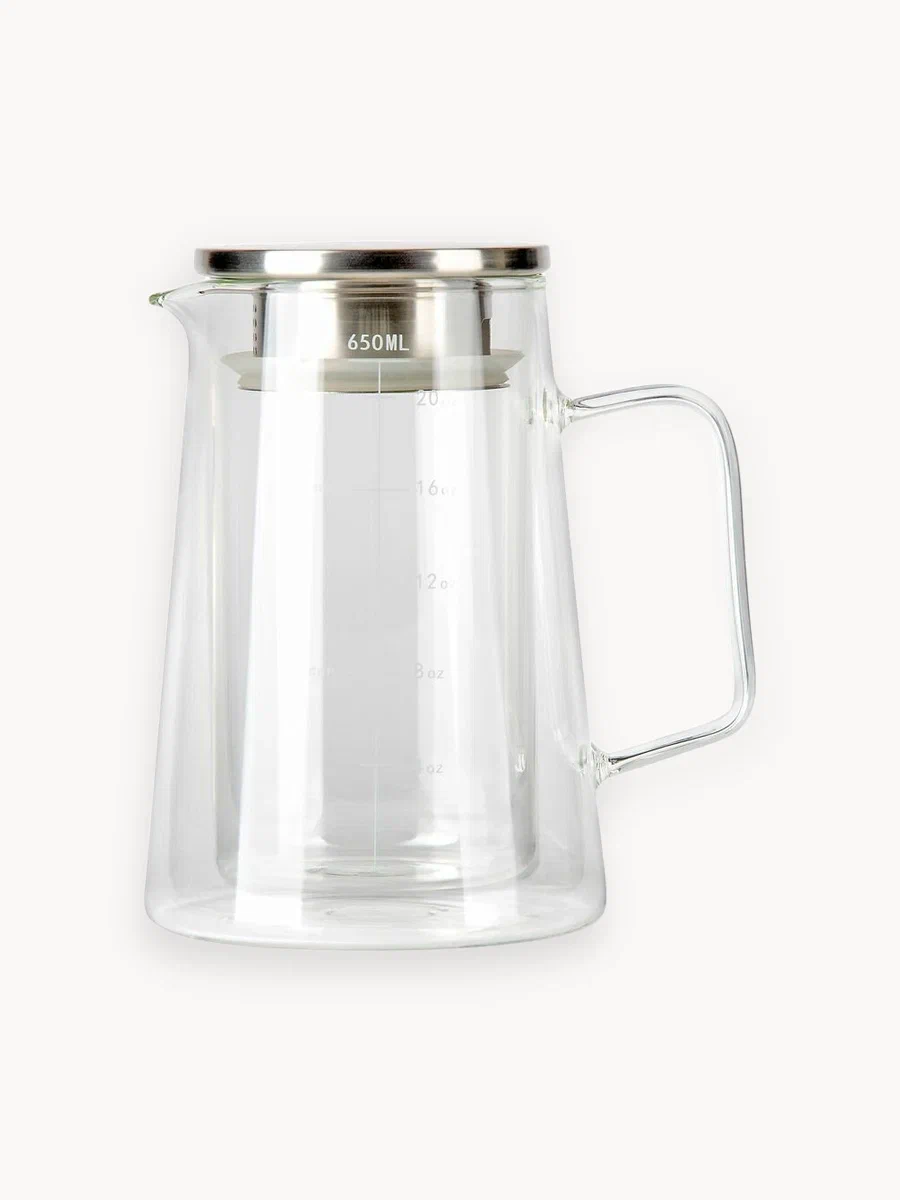 BAROUGE чайник заварочный стеклянный с двойными стенками 650мл BF-518