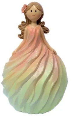 Сувенир полистоун девочка-зефирка с цветком в волосах розово-желтый 11,5*10,5*18,5см 10583316