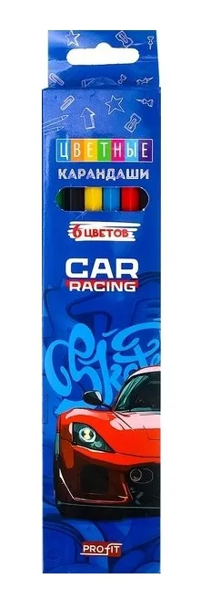 Карандаши цветные суперкар 6цв КЦ-2618