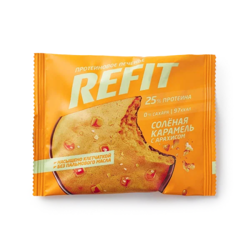 Печенье протеиновое Рефит Соленая карамель с арахисом 35г; 12