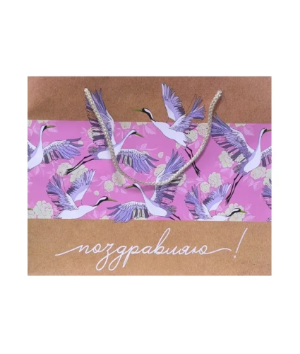 Пакет подарочный журавли 32*26*13см 88014