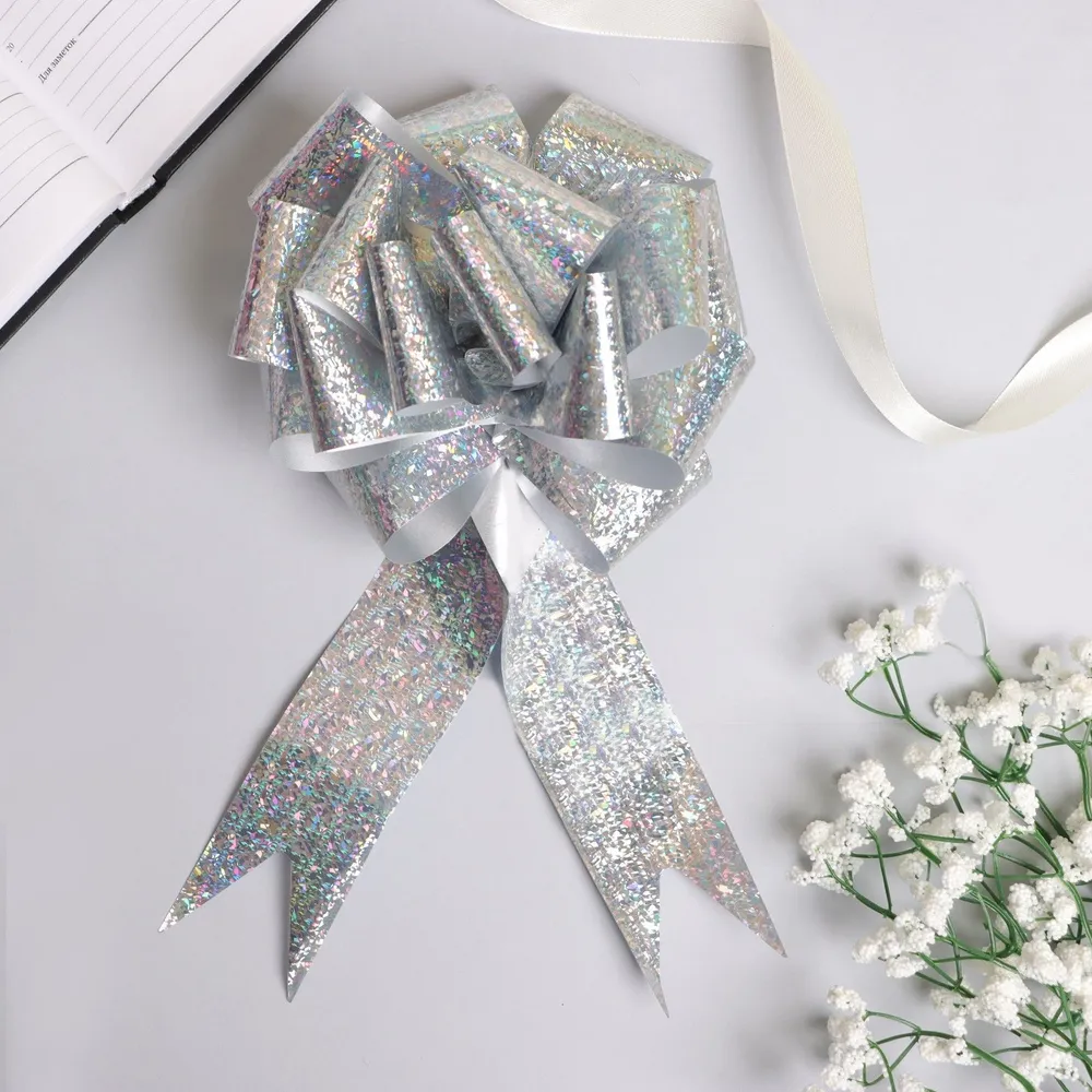 Бант-шар голография цв.серебро №5 817804