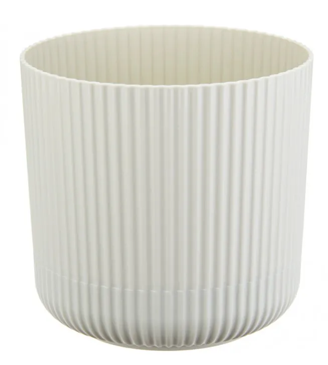 Кашпо вельвет цв.белый ротанг с/п 1,6л М3180