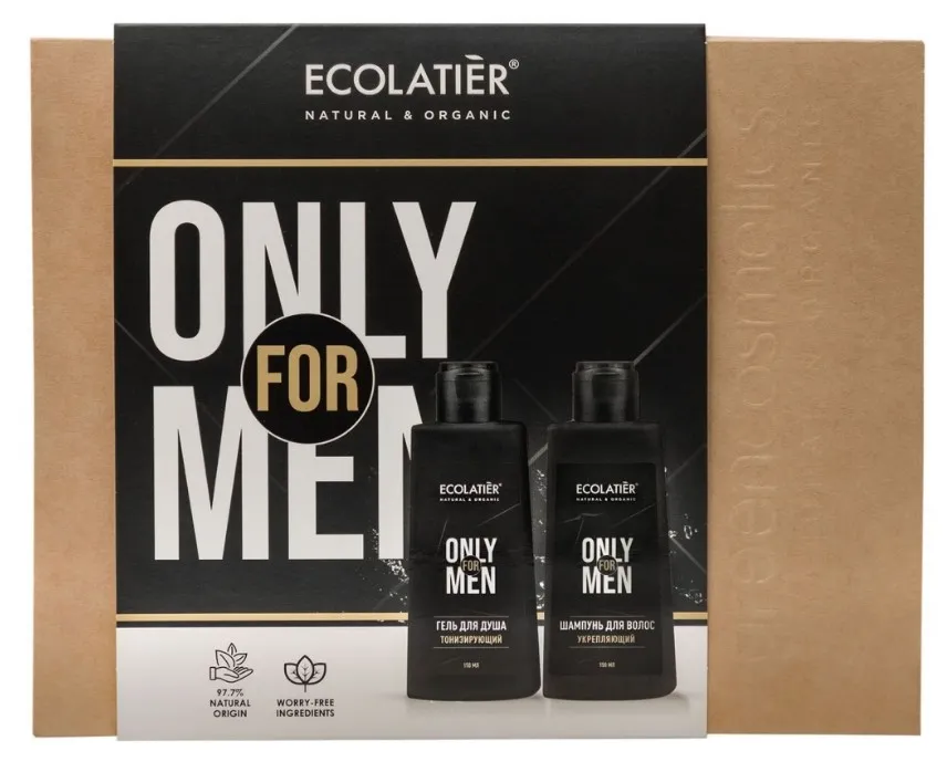 ECOLATIER MEN набор подарочный only for man: гель д/душа, шампунь д/волос
