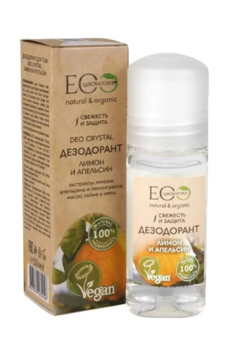 ECO LABORATORIE антиперспирант жен. deo crystal лимон и апельсин 50мл ролл EC 430946