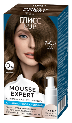 Краска-мусс для волос Глисс Кур Mousse Expert, тон: 7-00 тёмно-русый, 85 мл