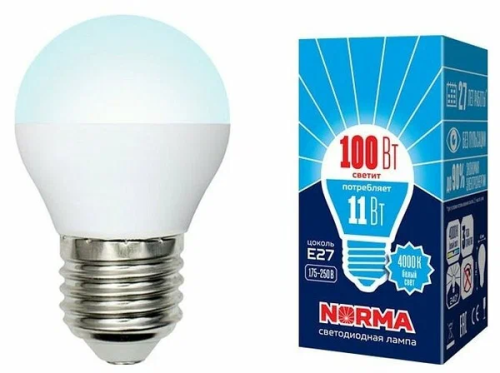 UNIEL лампа светодиодная LED-G45-11W/NW/E27/FR/NR