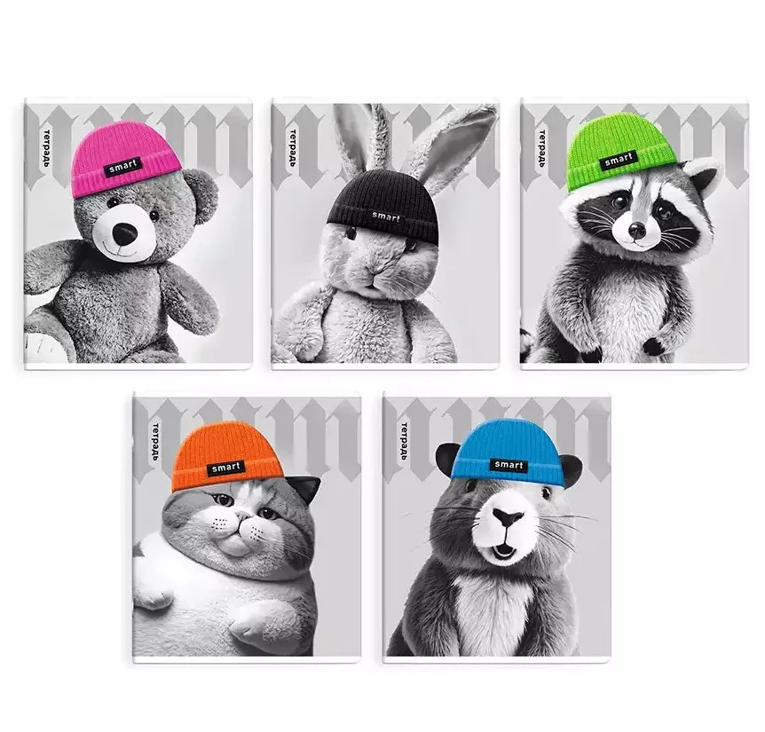 Тетрадь 48л клетка звери в шапочках 69682