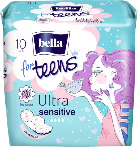 BELLA прокладки for teens ultra sensitive супертонкие 10шт BE-013-RW10-189