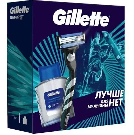 GILLETTE Mach3 набор подарочный: бритва, см. кассета, лосьон после бритья arctic Ice 50мл